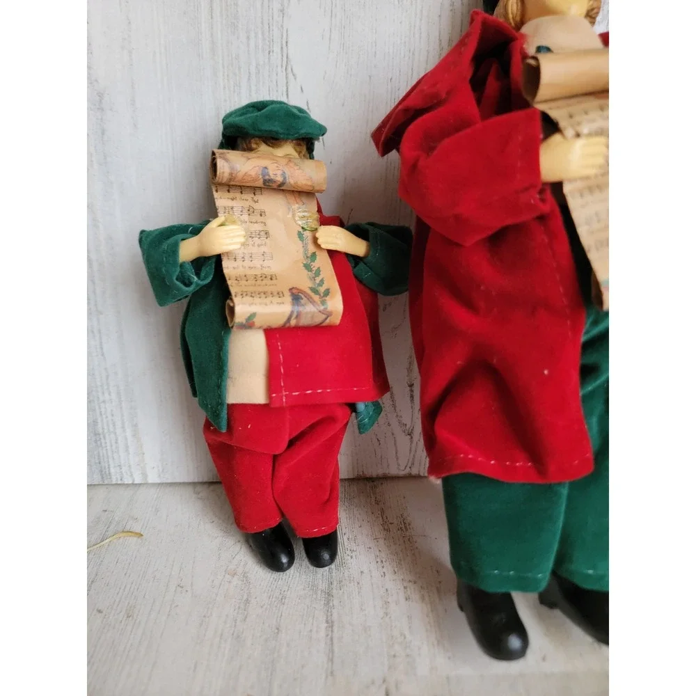 Caroler Victorian father son vintage Xmas unique home decor set figure